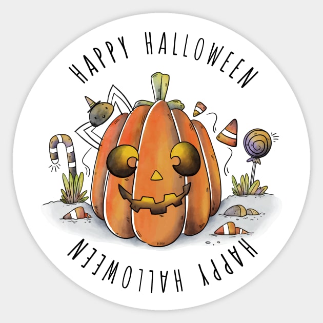 Happy Halloween Pumpkin Sticker by superdupertees
